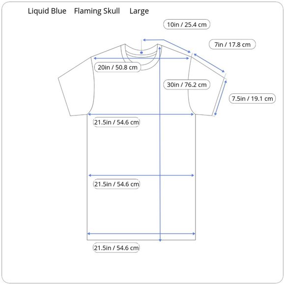 Liquid Blue Flaming Skull Halloween Black Orange Flame PreShrunk Cotton T Shirt - Picture 3 of 10